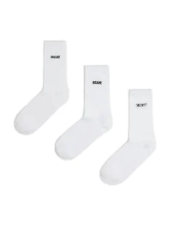 Cropp Skarpety, Rajstopy*3 pack ch skarpet z haftem biały