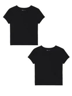 Cropp Koszulki, Topy*2 pack ch gładkich T-shirtów czarny
