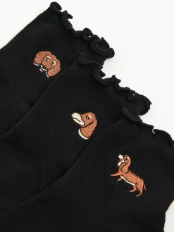 Cropp Skarpety, Rajstopy*3 pack ch skarpet z jamnikami czarny