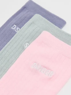 Cropp Skarpety, Rajstopy*3 pack długich skarpet z haftem wielobarwny