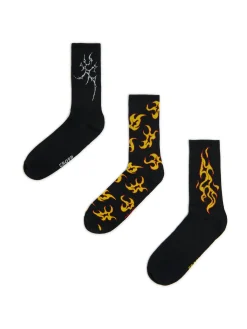 Cropp Skarpetki*3 pack długich skarpet z nadrukiem czarny