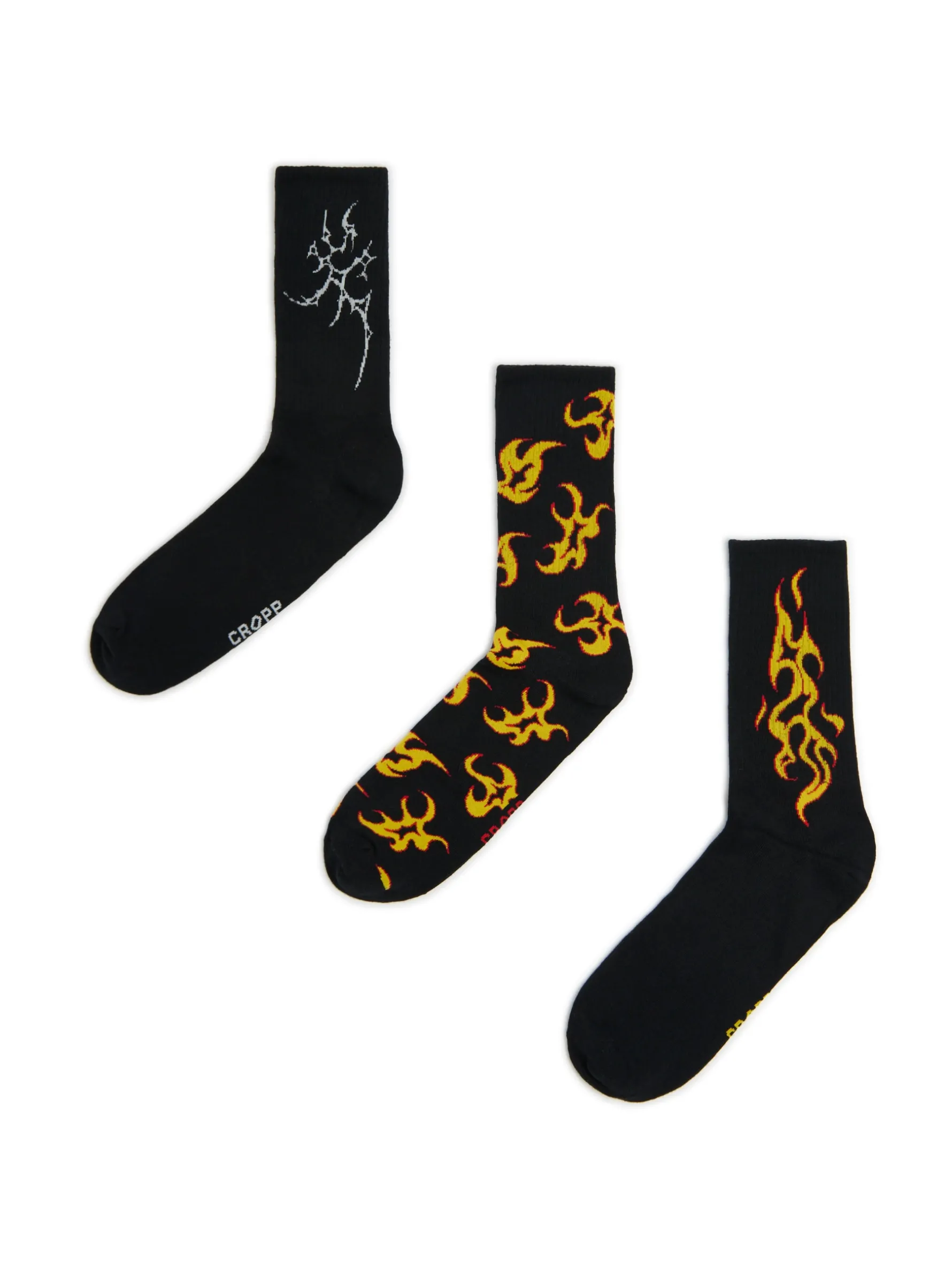 Cropp Skarpetki*3 pack długich skarpet z nadrukiem czarny