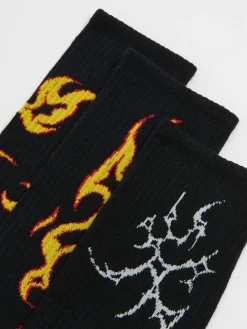 Cropp Skarpetki*3 pack długich skarpet z nadrukiem czarny