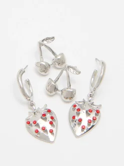 Cropp Biżuteria*2 pack kolczyków z owocowym motywem srebrny