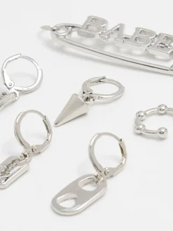 Cropp Biżuteria*6 pack kolczyków z zawieszkami srebrny