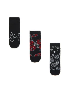Cropp Skarpetki*3 pack krótkich skarpet z printem czarny