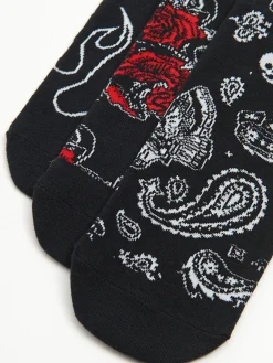 Cropp Skarpetki*3 pack krótkich skarpet z printem czarny