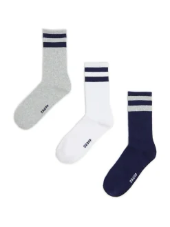 Cropp Skarpetki|Basic*3 pack skarpet w paski granatowy