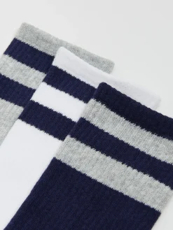 Cropp Skarpetki|Basic*3 pack skarpet w paski granatowy