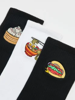 Cropp Skarpetki*3 pack skarpet z azjatyckim jedzeniem wielobarwny