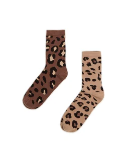 Cropp Skarpety, Rajstopy*2 pack skarpet z motywem zwierzęcym brązowy
