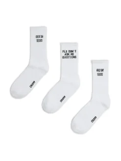Cropp Skarpetki*3 pack skarpet ze sloganami biały