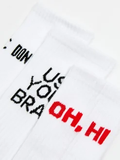 Cropp Skarpetki*3 pack skarpet ze sloganami biały