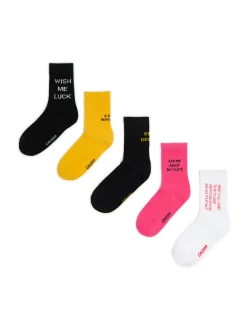 Cropp Skarpetki*5 pack skarpet ze sloganami wielobarwny