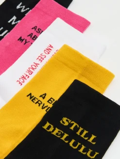 Cropp Skarpetki*5 pack skarpet ze sloganami wielobarwny