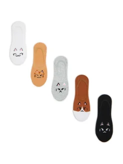 Cropp Skarpety, Rajstopy*5 pack skarpetek stopek z kotami wielobarwny