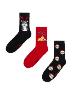 Cropp Akcesoria Świąteczne|Skarpetki*3 pack świątecznych skarpet czarny