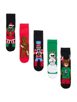 Cropp Akcesoria Świąteczne|Skarpetki*5 pack świątecznych skarpet czarny