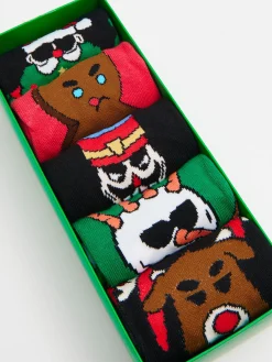 Cropp Akcesoria Świąteczne|Skarpetki*5 pack świątecznych skarpet czarny