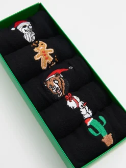 Cropp Akcesoria Świąteczne|Skarpetki*5 pack świątecznych skarpet czarny