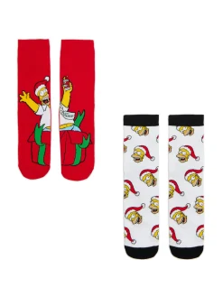 Cropp Akcesoria Świąteczne|Skarpetki*2 pack świątecznych skarpet Simpsonowie czerwony