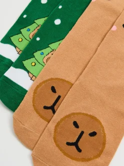 Cropp Akcesoria Świąteczne|Skarpety, Rajstopy*2 pack świątecznych skarpet z kapibarą wielobarwny