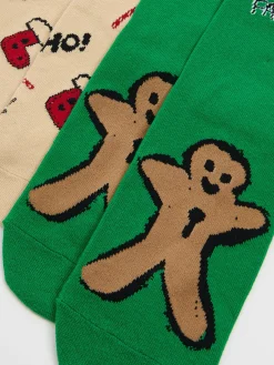 Cropp Akcesoria Świąteczne|Skarpety, Rajstopy*2 pack świątecznych skarpet w pierniczki zielony