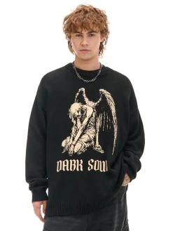 Cropp Swetry*Żakardowy sweter z nadrukiem czarny