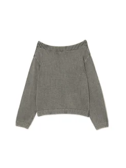 Cropp Swetry*Antracytowy sweter z odkrytymi ramionami szary