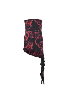 Cropp Sukienki, Kombinezony*Asymetryczna sukienka mini w róże wielobarwny