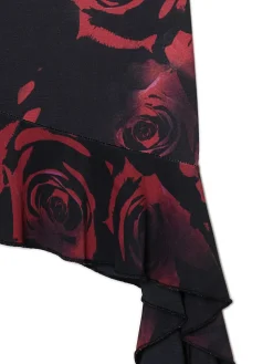 Cropp Sukienki, Kombinezony*Asymetryczna sukienka mini w róże wielobarwny