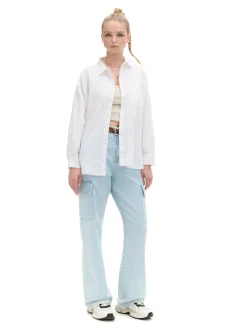 Cropp Koszule, Bluzki*Bawełniana biała koszula oversize biały