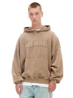 Cropp Bluzy*Beżowa bluza hoodie z efektem sprania beżowy