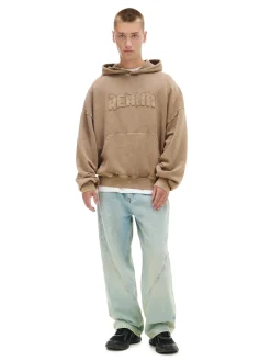 Cropp Bluzy*Beżowa bluza hoodie z efektem sprania beżowy