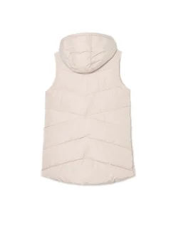 Cropp Kurtki, Płaszcze*Beżowa kamizelka puffer z kapturem beżowy