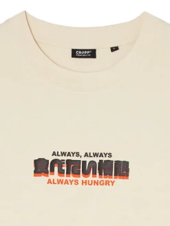 Cropp Koszulki*Beżowa koszulka z nadrukiem kremowy