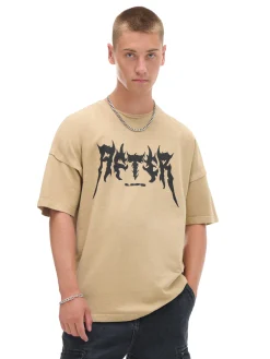 Cropp Koszulki*Beżowa koszulka z nadrukiem beżowy