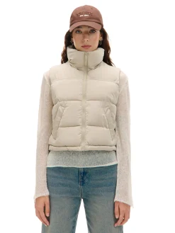 Cropp Kurtki, Płaszcze*Beżowa pikowana kamizelka beżowy