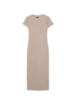 Cropp Sukienki, Kombinezony*Beżowa sukienka maxi z krótkim rękawem beżowy