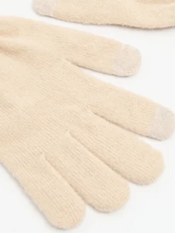 Cropp Rękawiczki*Beżowe dzianinowe rękawiczki beżowy