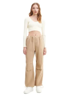 Cropp Jeansy*Beżowe jeansy parachute beżowy