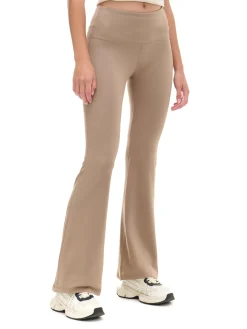 Cropp Spodnie*Beżowe spodnie flare z wysokim stanem brązowy