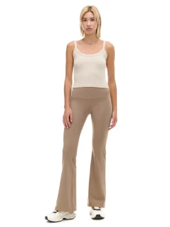 Cropp Spodnie*Beżowe spodnie flare z wysokim stanem brązowy