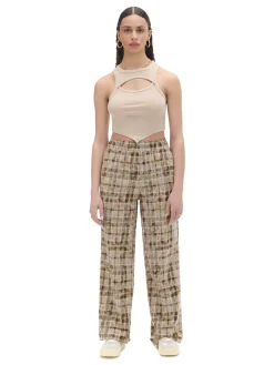 Cropp Spodnie*Beżowe spodnie w marmurkową kratę beżowy