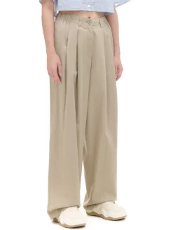 Cropp Spodnie*Beżowe spodnie wide leg beżowy