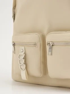 Cropp Torby, Plecaki*Beżowy plecak z metalowymi detalami kremowy