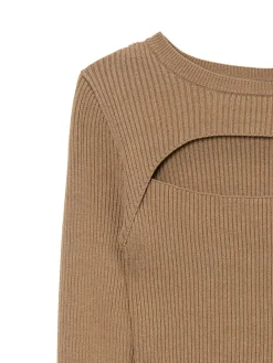 Cropp Swetry*sweter z wycięciem z przodu beżowy