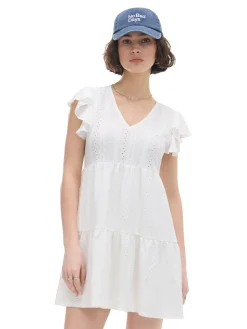 Cropp Sukienki, Kombinezony*Biała ażurowa sukienka mini biały