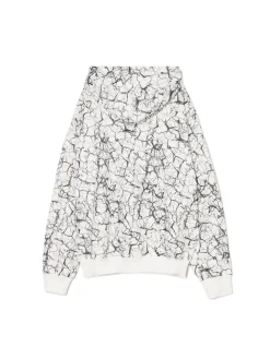 Cropp Bluzy*Biała bluza hoodie z nadrukiem all over biały