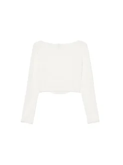 Cropp Koszulki, Topy*Biała bluzka z ozdobnym marszczeniem biały